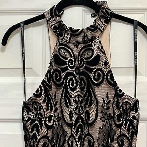 Bisou Bisou Lace Black and Nude Dress